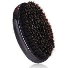 Boar Bristle Beard Brush Wooden Handle Pocket Size Mustache Beard Grooming Black