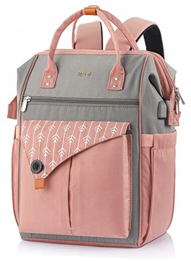 Pink Anti Theft Laptop Backpack for Women 17.3 Inch Travel School Bag-image