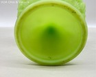 Uranium Glass Satin Green Compote Candy Dish Water Lily Pattern Vintage — photo 9
