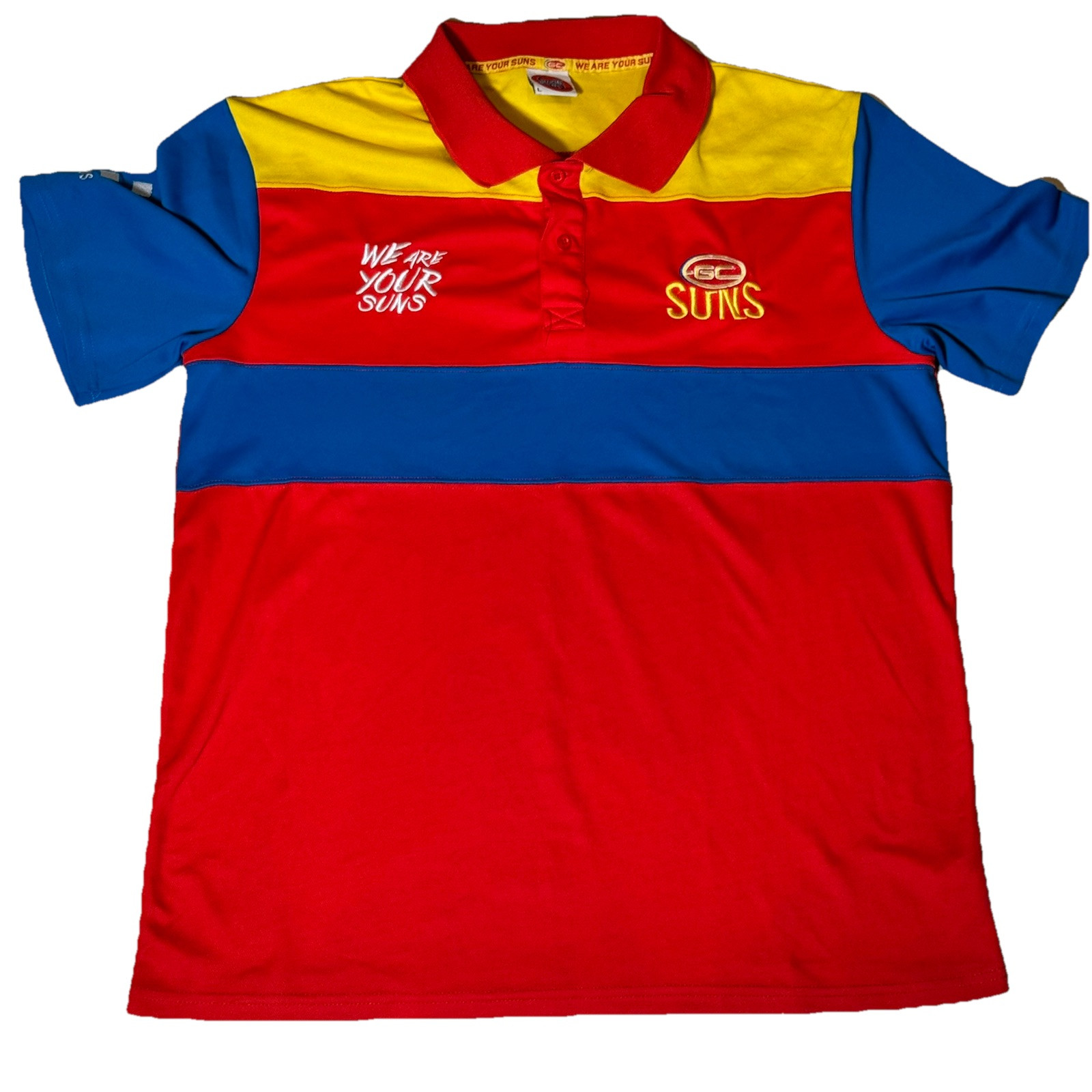 Polo Shirt Large AFL Gold Coast Suns Lovely Colourway 2017 VGC