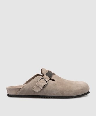 Brunello Cucinelli Women's Gray Suede Mules With Monil Chain EU41