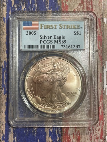 Moneda de 1 dólar Silver Eagle 2005 primer golpe calificada por PCGS MS69 - subasta de 3 días - Imagen 2 de 3