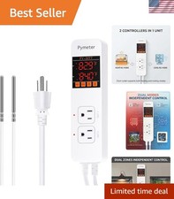 2 in 1 Digital Temperature Controller Dual Outlet Heat Mat Thermostat Reptile...
