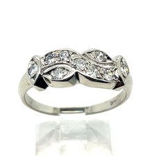 Art Deco 14k White Gold Pave Set .25 Ct Diamond Band Ring Size 6 1/2 - 2.1 Grams