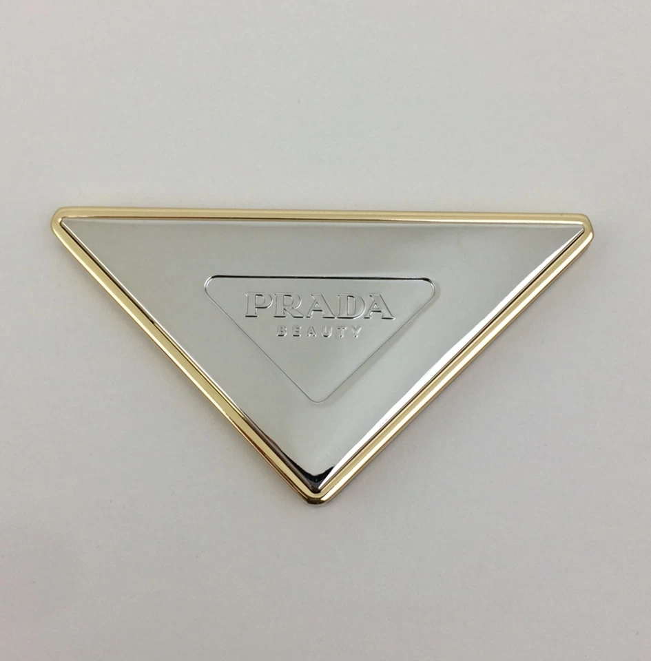 Prada Beauty Compact Double Mirror Green Pouch Logo & Triangle Stickers New* F1 - Image 4 of 4