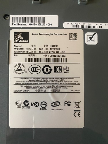 Zebra GK420t Transfer/Direct Thermal Label/Barcode Ethernet/USB Printer Tested - Picture 3 of 3