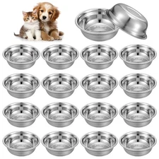 16 Pcs Stainless Steel Dog Bowls Bulk, Stainless Steel Cat Bowls, Metal Dog F...