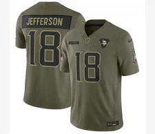 XL Justin Jefferson #18 Salute To Service Jersey Olive Vikings 