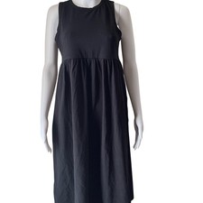 J Crew Factory Black Long Stretchy Relaxed Fit Pockets Sleeveless Dress PS