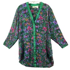 Vintage Victoria's Secret Sz M/L Sheer Nightie Gold Label Purple Green Dark Goth