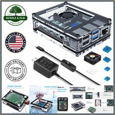 Clear Case for Raspberry Pi 4 with Cooling Fan and Aluminum Heatsinks Included