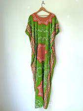 green maxi caftan house dress muumuu lounge wear