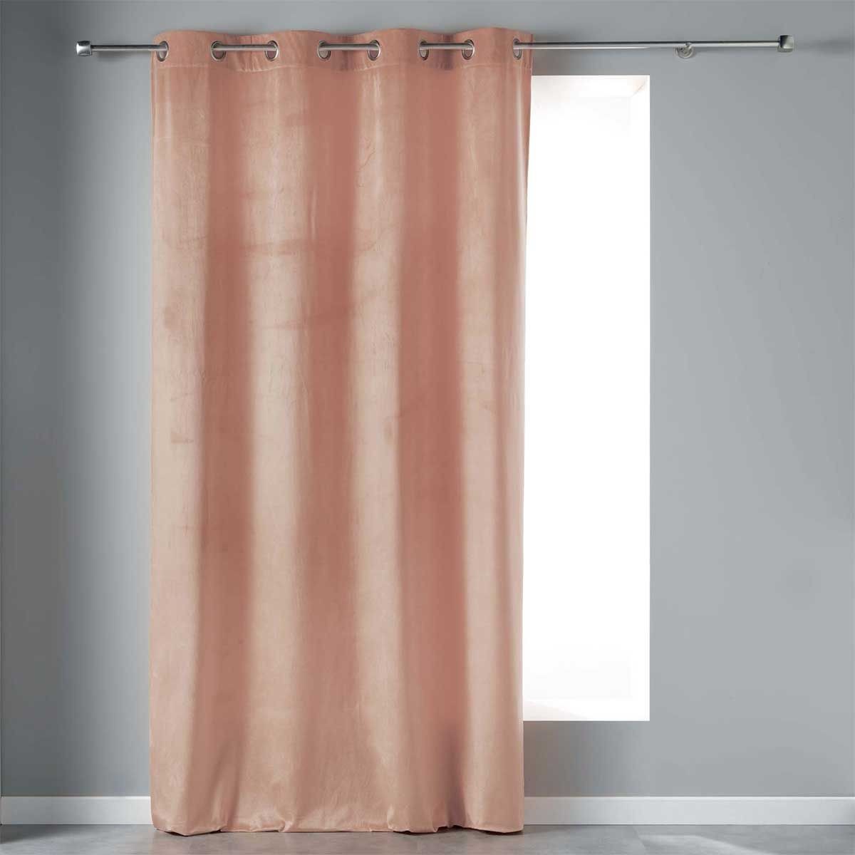 Rideau occultant Velvetine 140x240 rose dragée, tenture velours thermique chambre