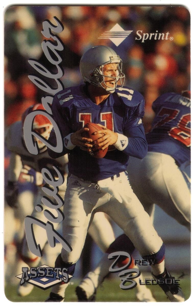 $5. Assets Series #2 (1995) Drew Bledsoe (Exp. 03/31/96) Phone Card