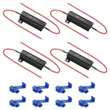 50W 6.8 Ohm Aluminum Shell Resistor, 4Pcs Housing Resistor with Clips, Black