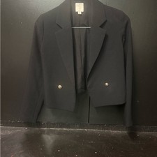 Jolie Black Blazer with Gold/Silver Buttons size Large business casual academia