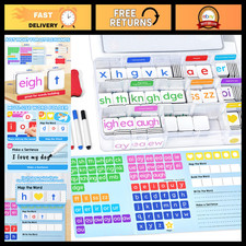 Magnetic Phonics Letter Tiles Set - ABC Word Building Kit with Storage Folder