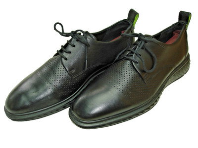 Men s 9 ECCO ST.1 Hybrid Black Leather Perforated Comfort Casual Derby Sneakers