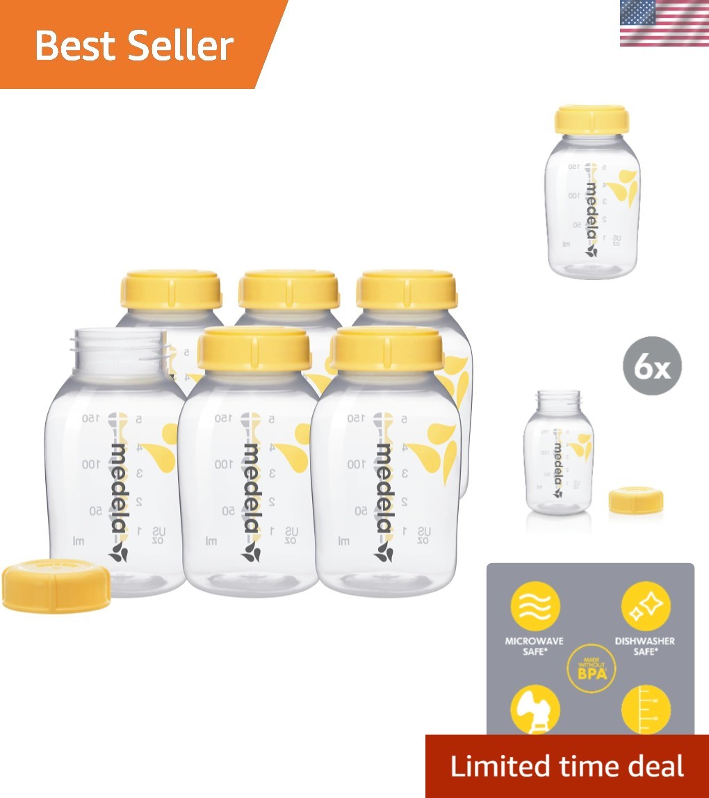 BPA-Free Breast Milk Bottles 6 Pack – 5 Oz with Easy-Read Measurement Marks