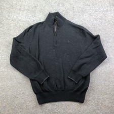 Polo Ralph Lauren Sweater Mens Large Black 1/4 Zip Mock Neck Pullover Pima