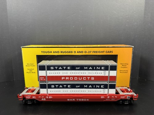 MTH RailKing 30-76135 BAR State of Maine husky stack car con contenedores nuevo en caja | Condition: Used