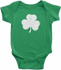 NYC Factory Screen Printed Distressed Shamrock Baby Bodysuit 6m 12m 18m 24m...