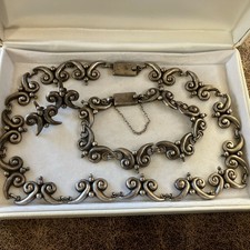 Vintage Sterling Taxco Ana Nunez Brilante Jewelry Set Necklace Bracelet Earrings