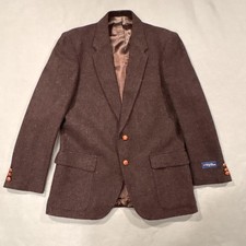 Vintage Farah Blazer Mens 42 Brown Tweed Herringbone Wool Lined