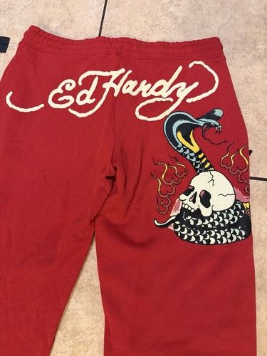 Felpa donna Ed Hardy Y2K gamba dritta teschio serpente grande nuova con etichetta - Foto 6 di 9