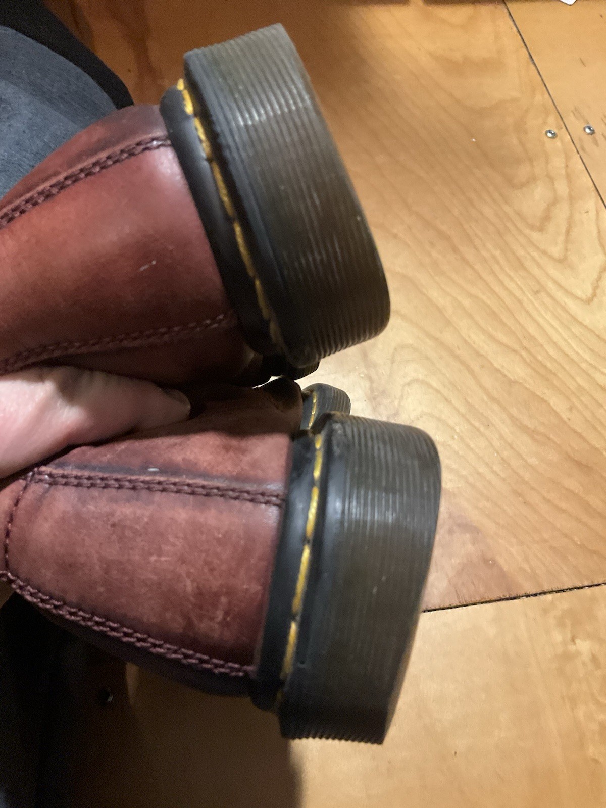 Doc Martens burgundy leather Air Wair Bouncing Soles Boots 11" please read thumbnail 5