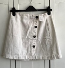 New Urban Outfitters BDG White Denim Buttoned Wrap Mini Skirt Size Medium