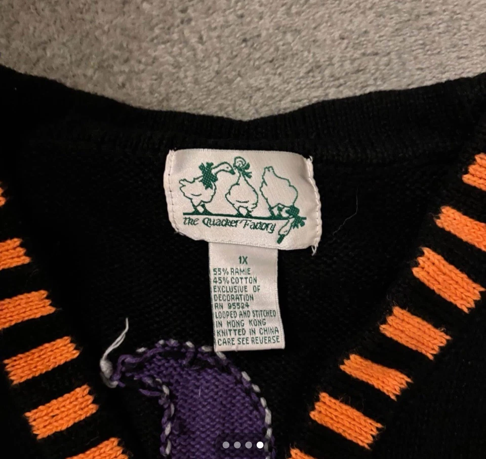 Квакер заводской винтажный Хэллоуин ведьма вязаный свитер кардиган фиолетовый размер 1 X - Изображение 4 из 4