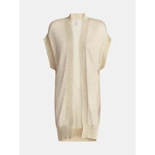 Women's Gold Lurex Time and Tru Open Front Crochet Ruana size XXL-XXXL