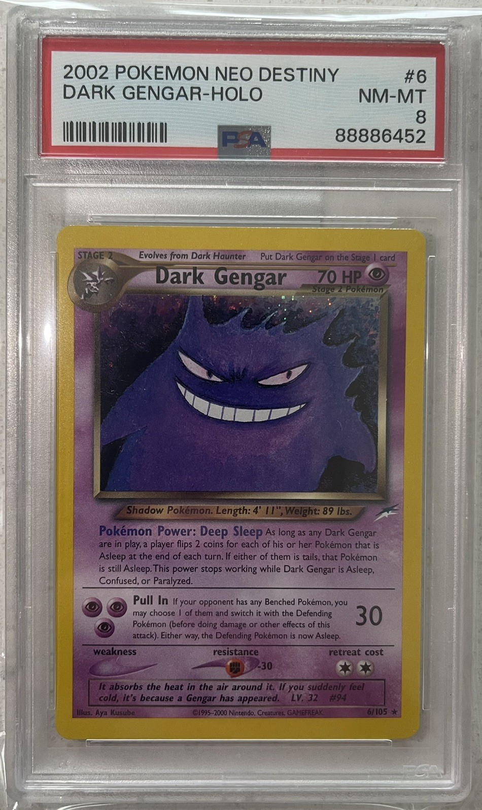 2002 Dark Gengar 6/105 Neo Destiny Holo PSA 8