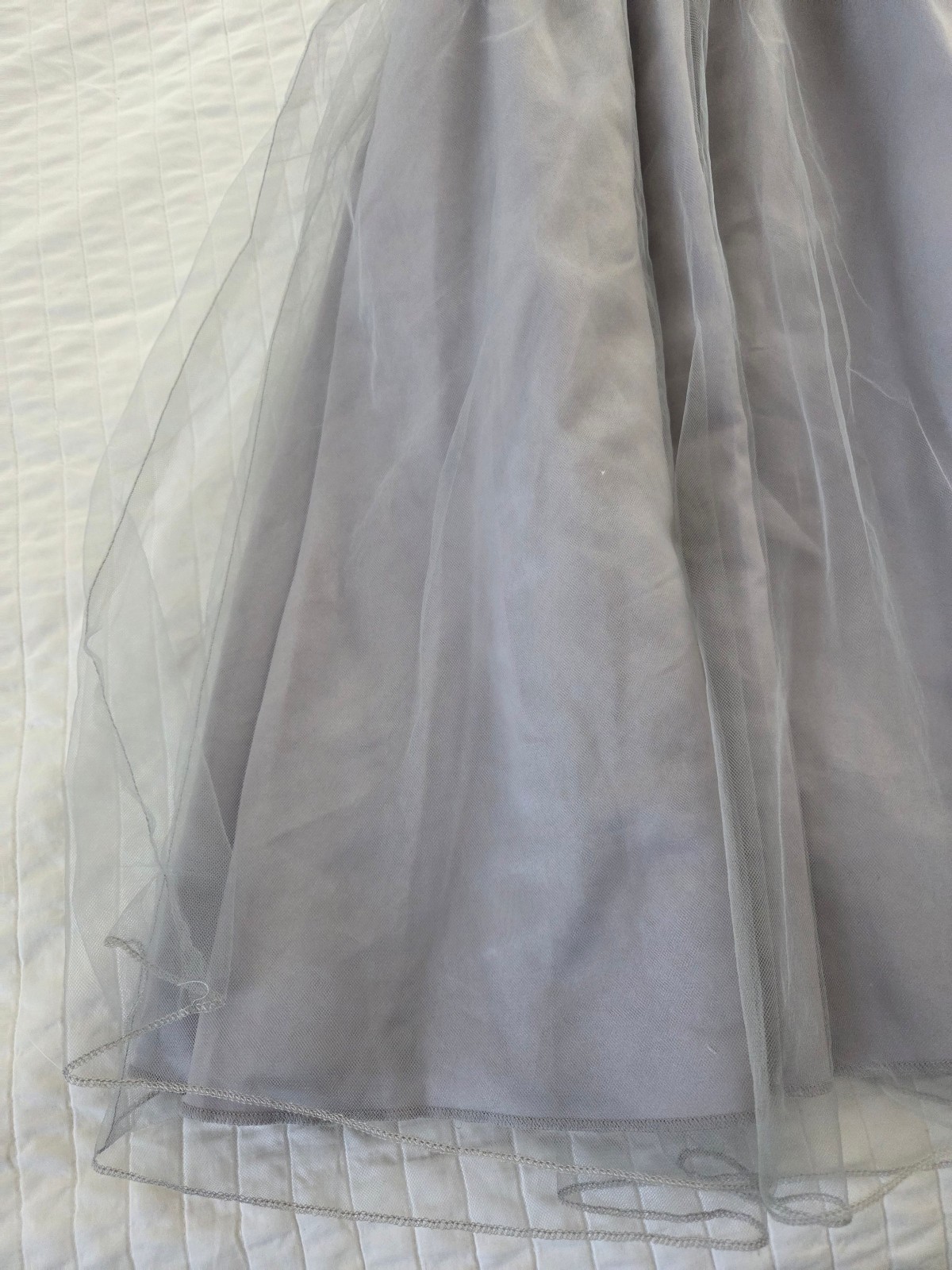 Used Girls Size 12 iEFiEL Gray/Silver Long Dress Tulle Fancy