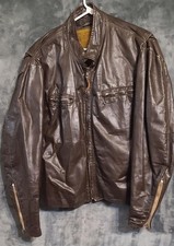 Leather Steerhide Brown Leather Jacket with Fur Lining Size 44 Vintage VTG
