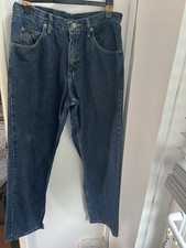 Men s Wrangler Vintage Jeans Size 32-30 Denim Blue Small Hole Straight Leg -H