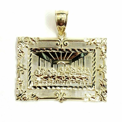 New 10k yellow gold last supper pendant charm fine gift religions jewelry  - Main Image