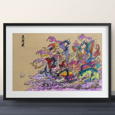 Luffy vs the 5 Elders One Piece Art- 11x17'' Print - Poster Anime funko pop manga