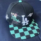 Demon Slayer Tanjiro Kamado Snapback Cap Black/Green Checkered Brim LA Logo — photo 1