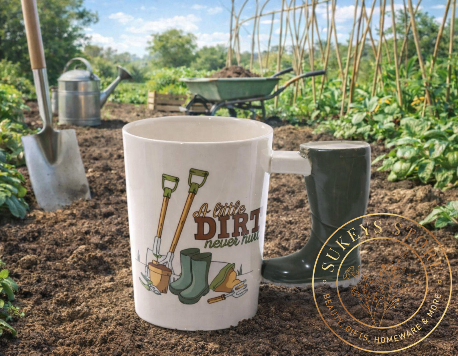 Garden Wellington Boot Handle Mug A Little Dirt Never Hurt Gift for Gardeners 👢