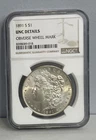 1891 S MORGAN SILVER DOLLAR NGC UNC DETAILS