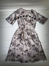 Kay Unger Metallic Floral Pale Rose Midi Tea Length Dress Size 6