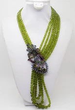 HEIDI DAUS Art Deco Style Multi Strand Crystal Flower Pendant Necklace READ