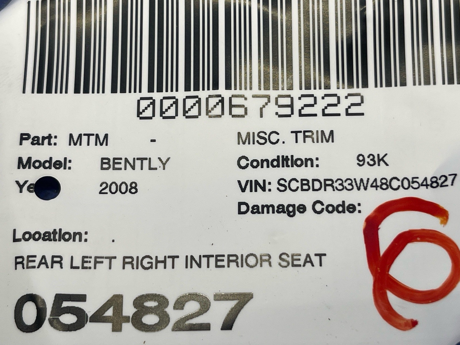 2006-2012 BENTLEY CONTINENTAL REAR LEFT RIGHT INTERIOR SEAT BELT GUIDE PANEL SET