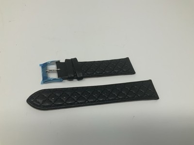 Kenneth Jay Lane Watch-Quilted Leather Black band strap 20mm