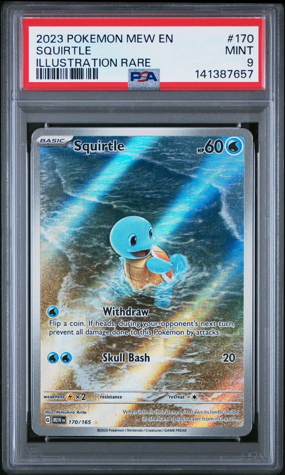 2023 POKEMON MEW EN-151 ILLUSTRATION RARE #170 SQUIRTLE PSA 9