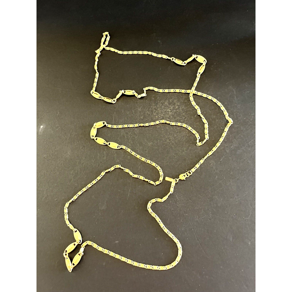 VINTAGE MONET SHINY GOLD TONE STATION LONG OPERA LENGTH CHAIN NECKLACE ...