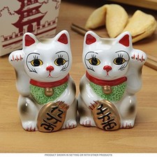 Ebros Japonés Maneki Neko - Salero y Pimentero Cerámico Magnetizado