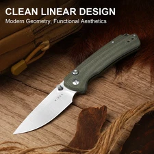 Kizer Cutlery T1 BD Folding Knife 3.25" Nitro V Steel Blade Green Micarta Handle